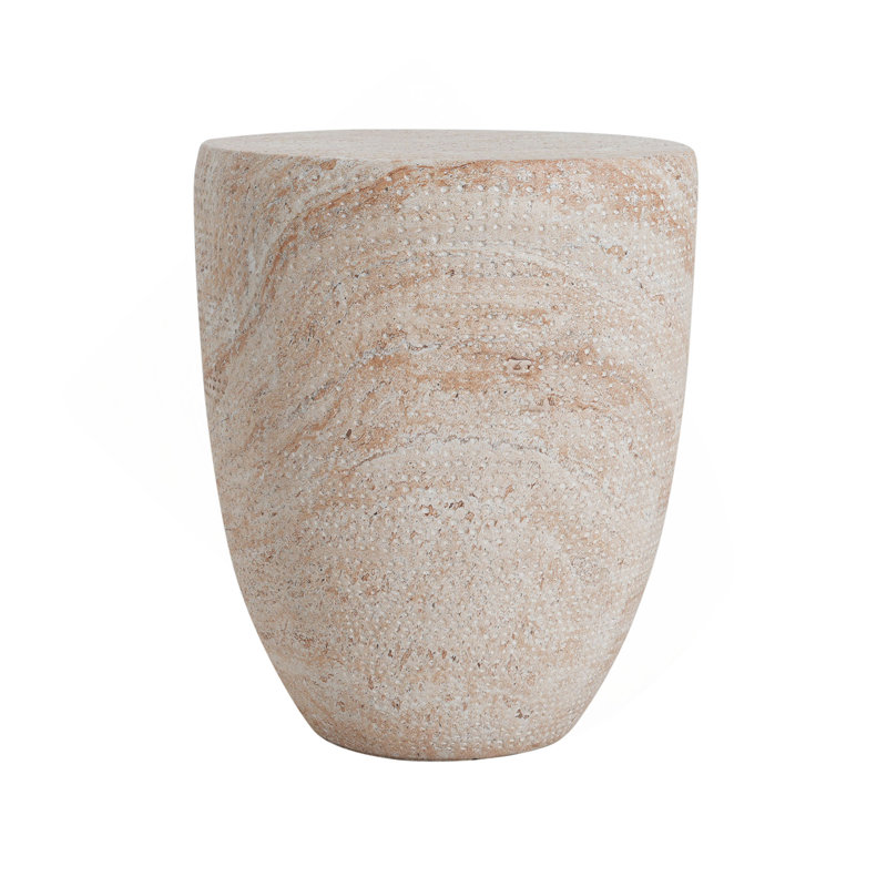 Outdoor/Indoor Lightweight Concrete Side Table,Travertine Finish