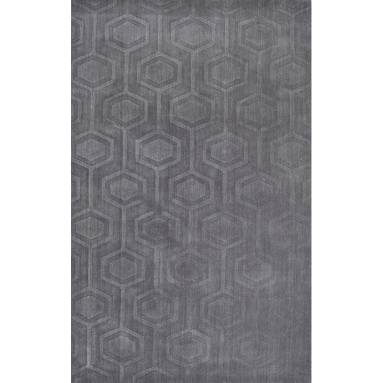 Schuykill Geometric Handmade Tufted Wool Gray Area Rug