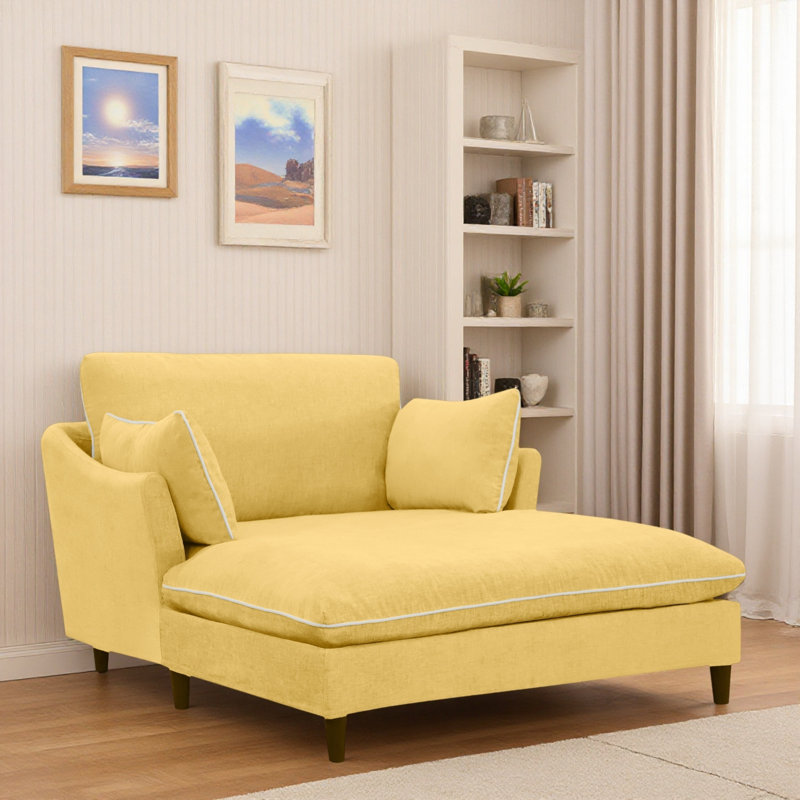 Chaise longue moderne avec coussins, Jaune
