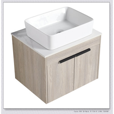 Ensemble de meuble-lavabo mural 24 po avec lavabo en céramique Modern Design