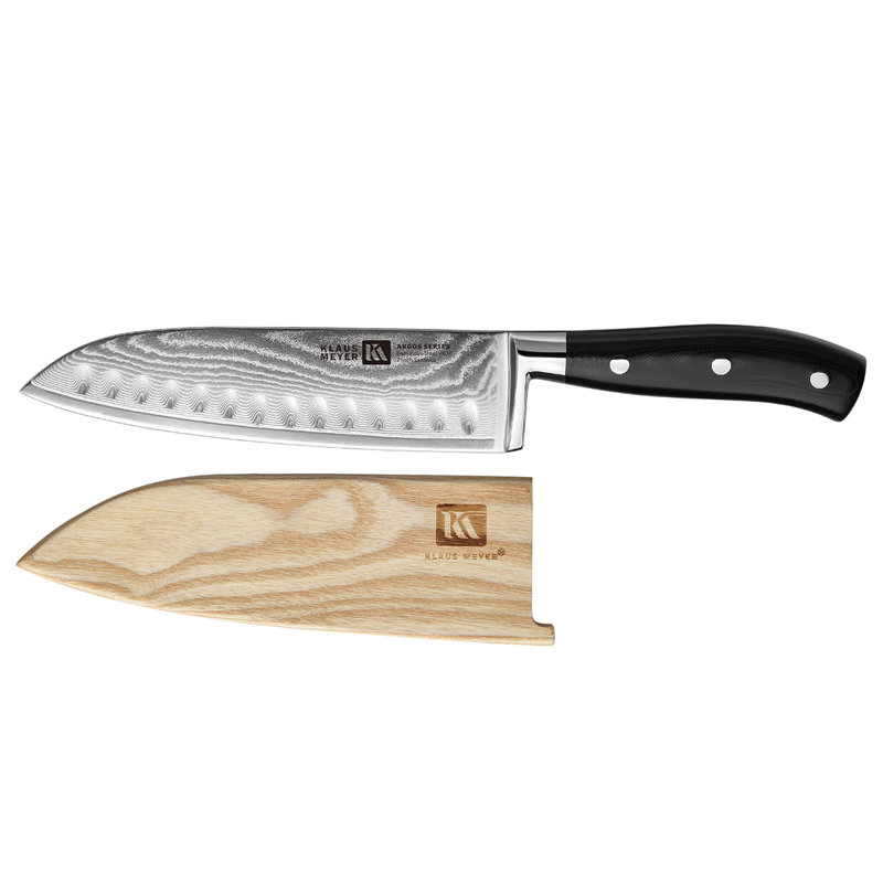 Couteau Santoku de 7 po Klaus Meyer Argos (avec gaine en bois)