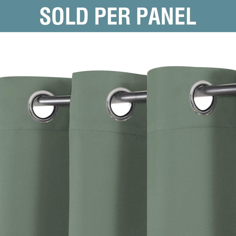 Blackout Curtains for Bedroom/Living Room 2 Panels Set - Thermal Insulated Room Darkening Grommet Top Curtains, Green Bay