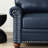 Living Room Sofa Loveseat Round Arm With Silver Nails Couch Navy Blue Faux Leather-124793057