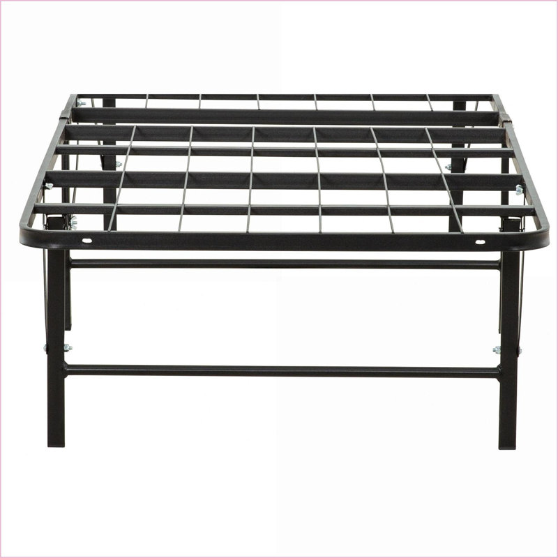 Cadre de lit plateforme simple en métal TG - aucun sommier requis, robuste avec rangement sous le lit, noir