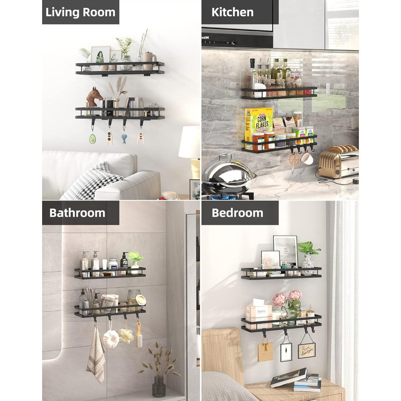 Étagère à épices murale avec porte-serviettes en papier, ensemble de 2 tablettes de rangement en acier inoxydable pour armoire de cuisine