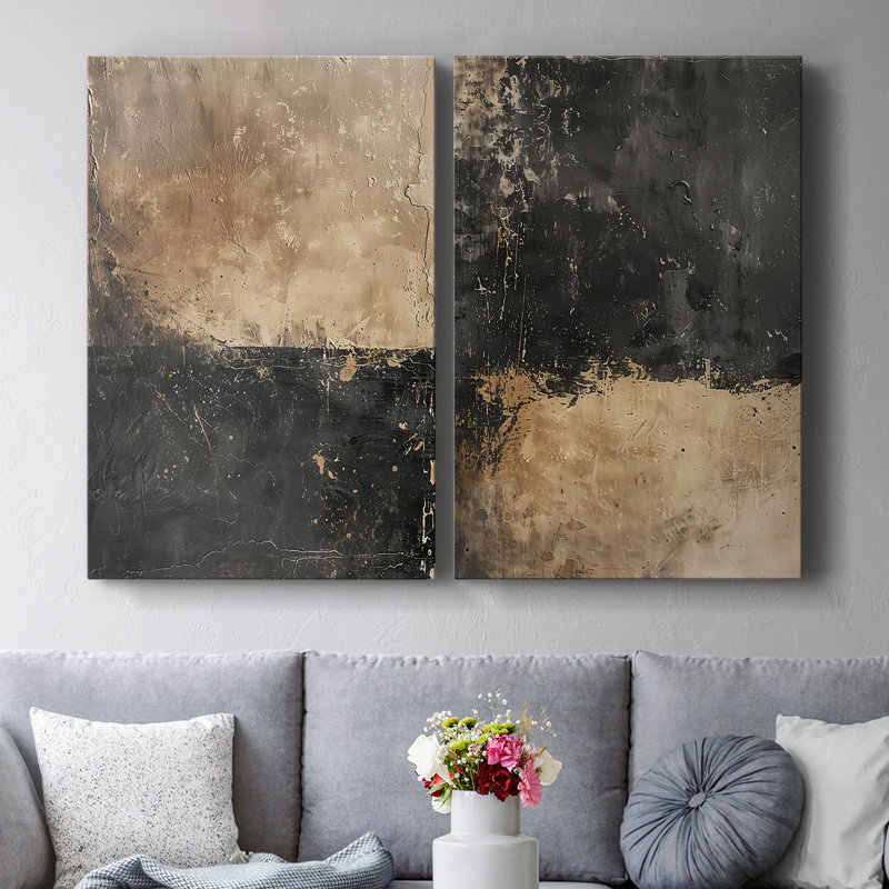 ABSTRACT Series CECXL - Toile tendue avec châssis de qualité supérieure - Prêt à être accroché, H 18 po x l 24 po