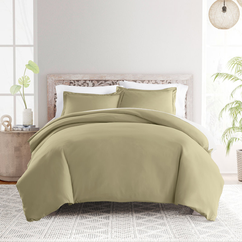 Ensemble de housse de couette en microfibre super doux, Sauge, Housse de couette pour grand lit + 2 taies décora