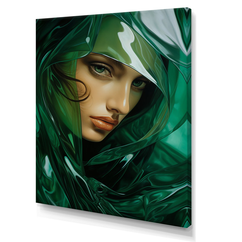 Emerald Enigma Fashion Woman - Imprimé, Toile tendue, 32" H x 16" W