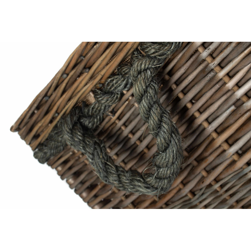 Square Rope Handled Wicker Storage Basket