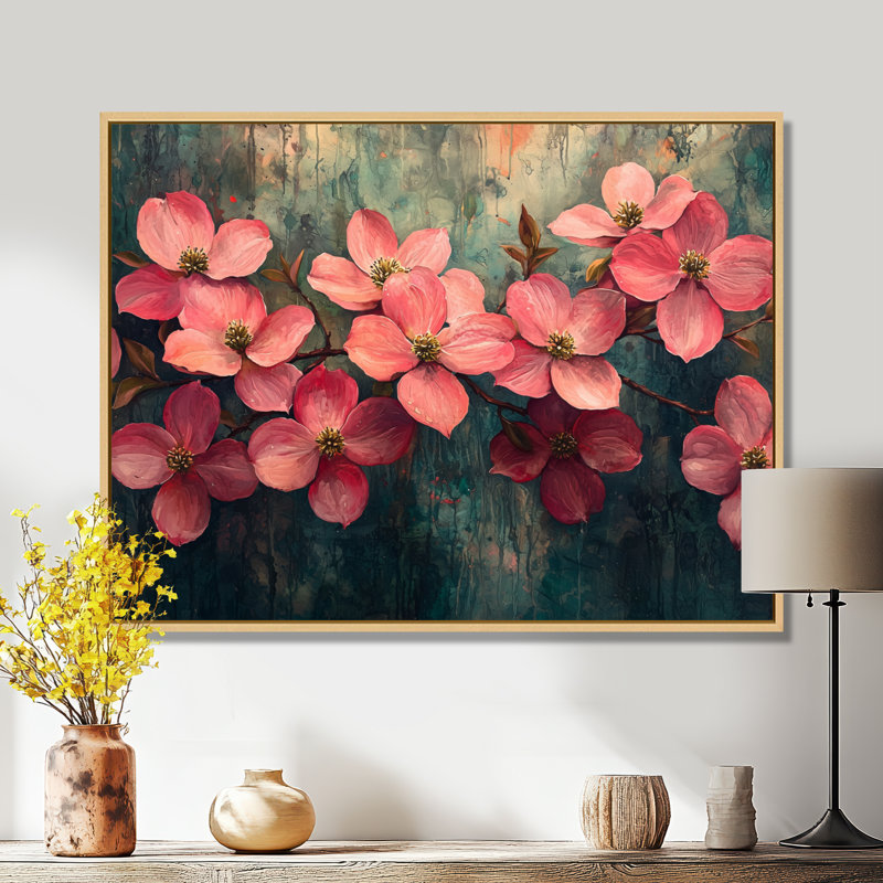 Imanie - Floral Wall Art, Impression encadrée flottante, Crème, H 24 po x l 32 po