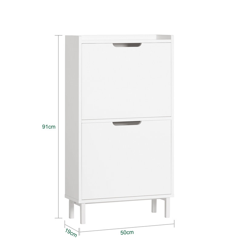 Oshiro Flip Down Shoe Storage, White, 2