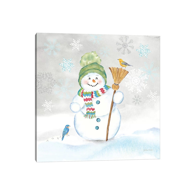 Let It Snow Blue Snowman IV by Cynthia Coulter - Wrapped Canvas Print