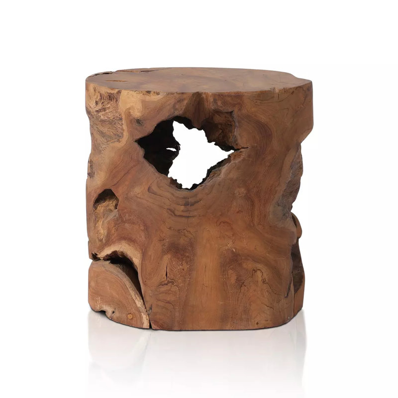 Atrakchi Accent Stool, Teak Stool-Aged Natural