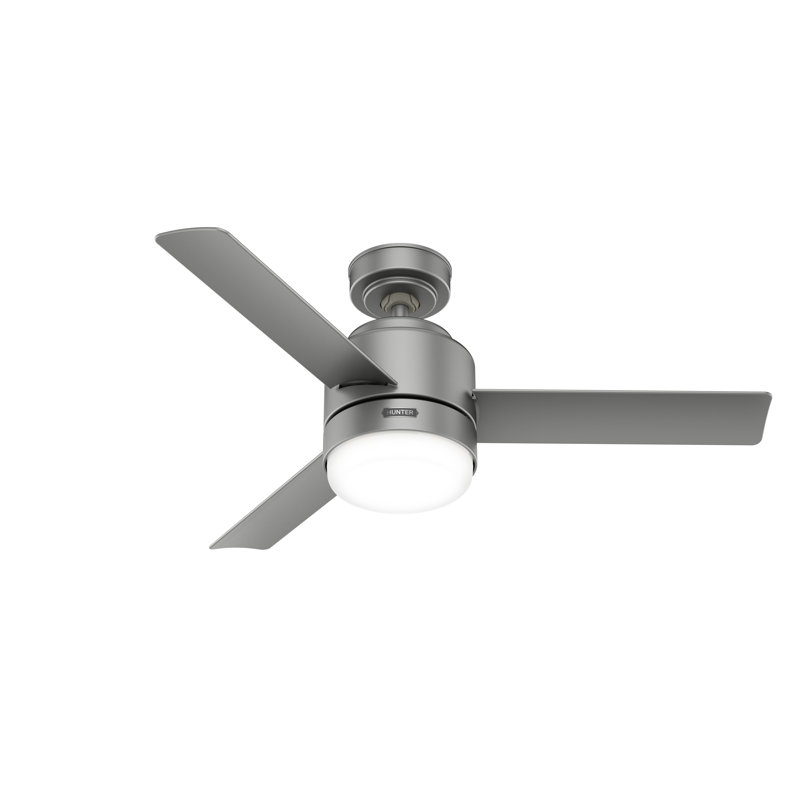44" Gilmour 3 - Blade Damp Rated Ceiling Fan with LED Light Kit and Handheld Remote, Matte Silver