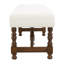 Banc Blaseio en tissu crème avec pieds tournés en bois brun traditionnel