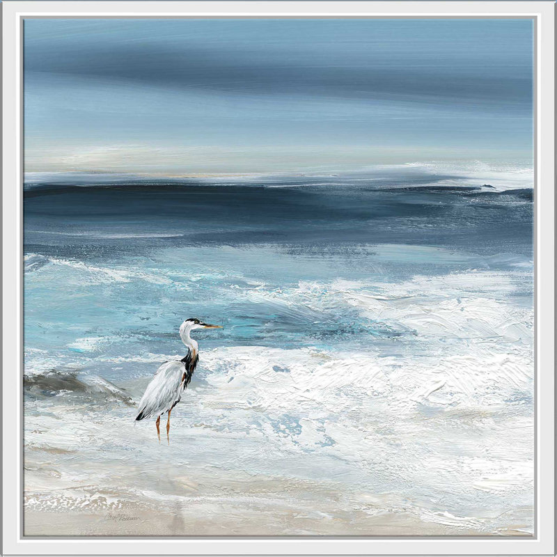 «Tidal Fishing I» par Carol Robinson - Peinture, H 27,5 po x l 27,5 po x P 2 po, Cadre flottant blanc