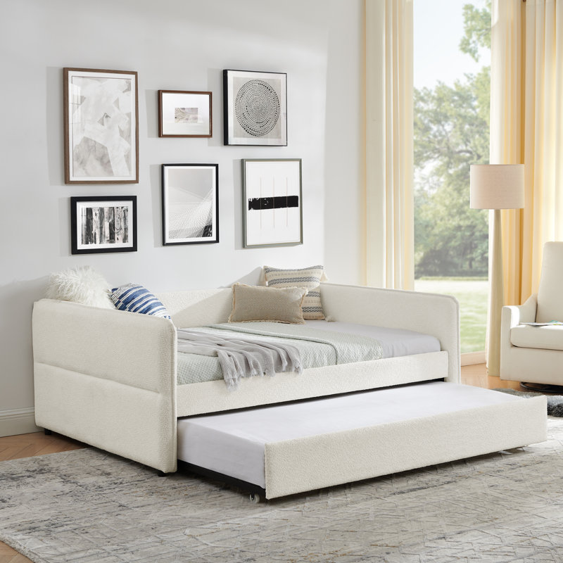 Lit de jour rembourré Finley Boucle, Lit double