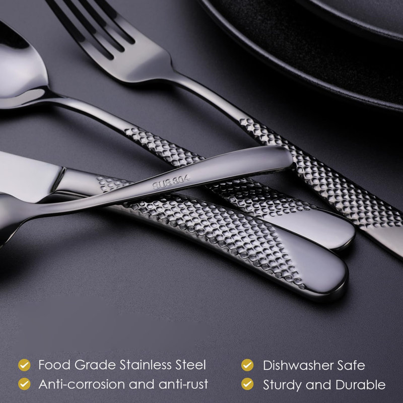 Hammer Made Black Silverware Set