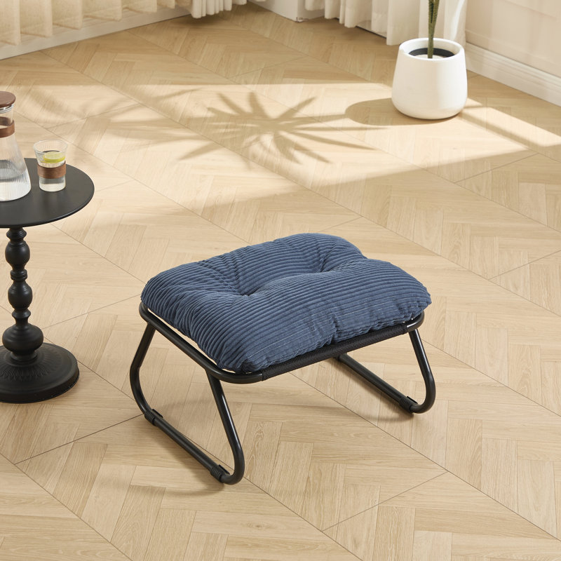Méridienne avec repose-pieds, fauteuil inclinable confortable avec coussin gonflable et repose-pieds, Tissu bleu marine, Noir