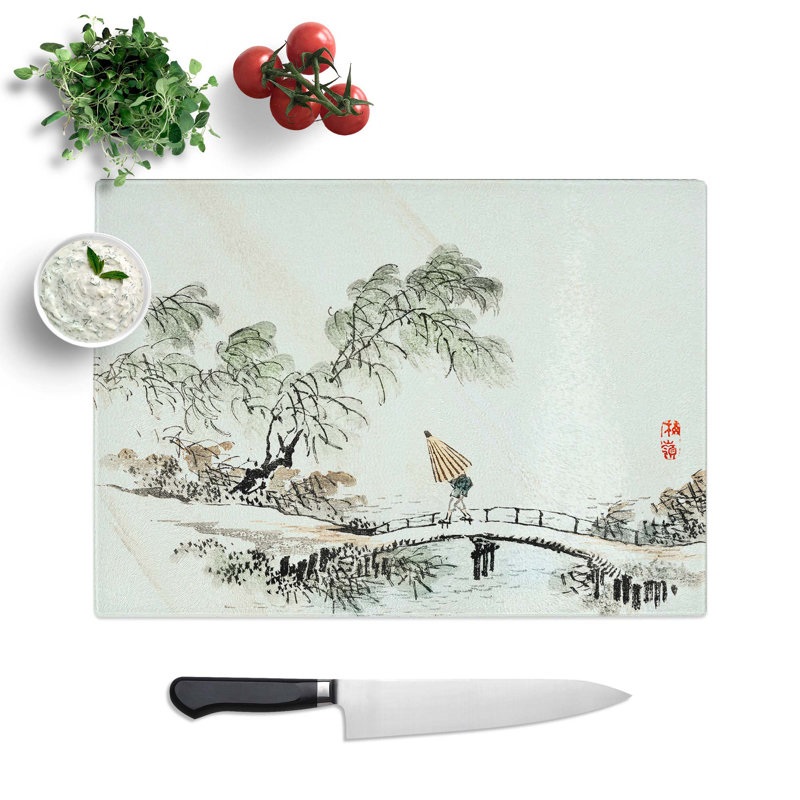Glass Man Crossing The Bridge by Kono Bairei Chopping Board, 28.5 cm W x 20 cm L