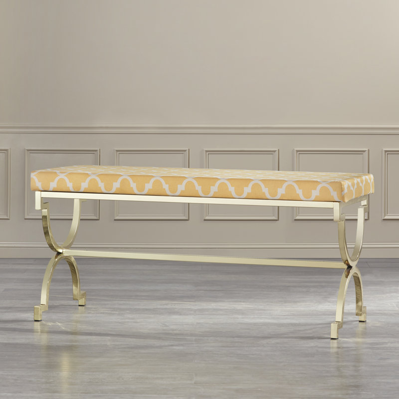Daniya Polyester Blend Upholstered Bench, Orange Yellow