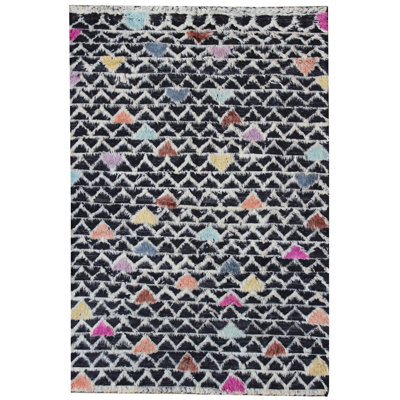 Rectangle 175 cm x 251 cm Geometric Hand Knotted Area Rug