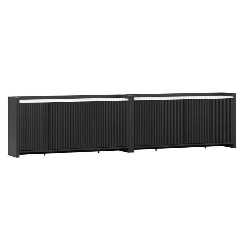 66 Inch Sideboard Buffet Cabinet with Storage, Set of 2, Ebony