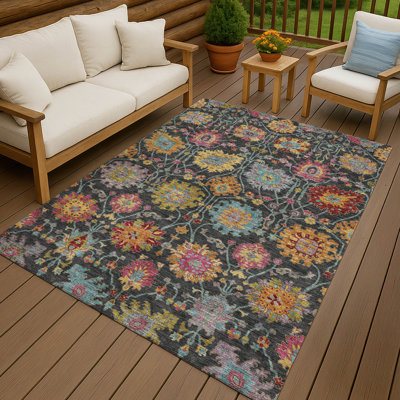 Tapis damassé intérieur / extérieur lavable à la machine Mattera ACN2288