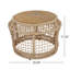 Table d'appoint ronde en bois d'acacia avec structure en corde tissée beige clair, plateau en teck, capacité de 150 lb, aucun assemblage requis, table d'appoint résistante aux intempéries pour le salon de patio