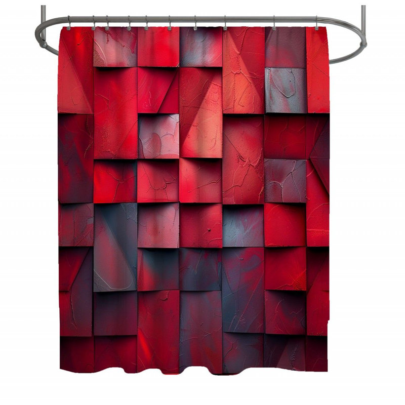 Squares Art Bathroom Geometric Shower Curtain, 83"H x 70"W