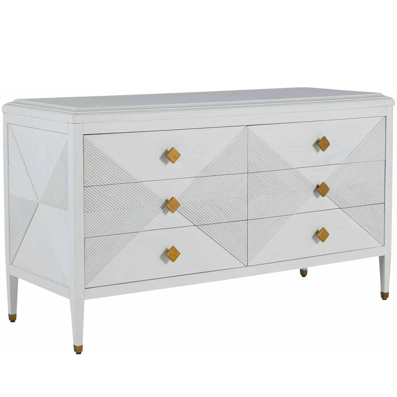 Commode double en bois massif à 6 tiroirs 57,5 po Julia