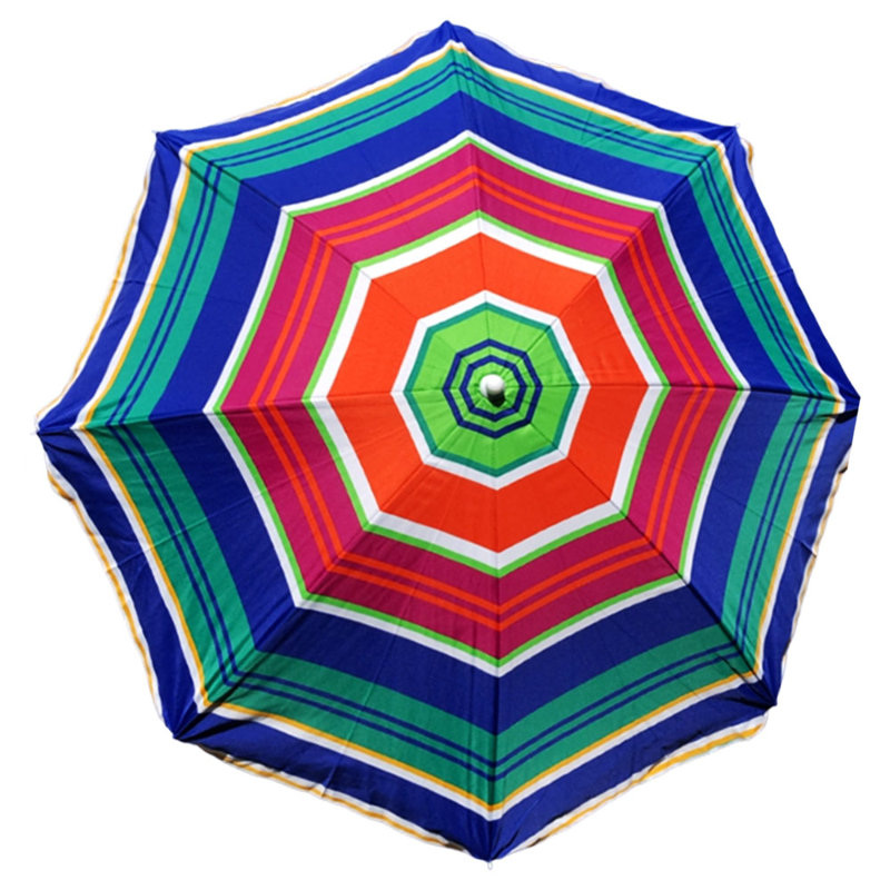 Ensemble de parasol de plage Nethuki, Rayé bleu / vert