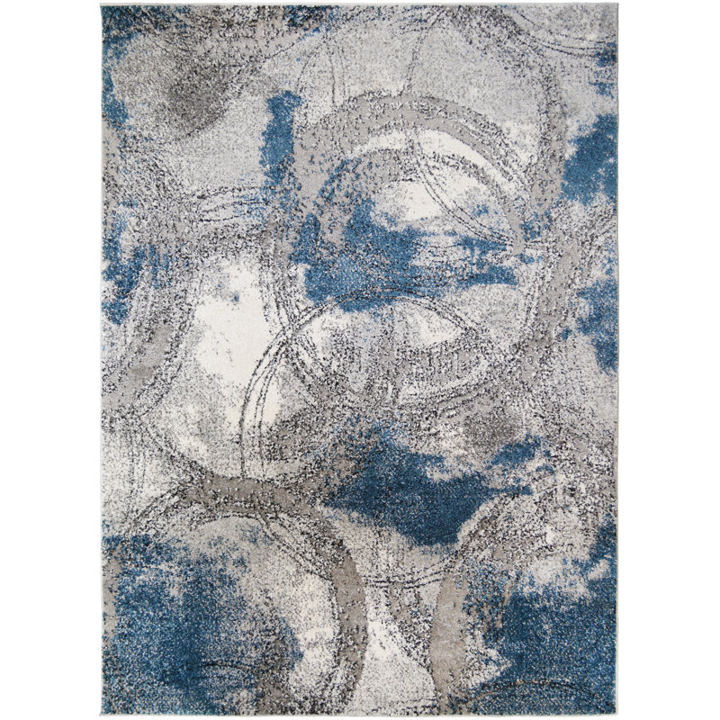 Tapis gris / bleu Lavanna Abtract, Rectangle 5 pi 3 po x 7 pi 3 po
