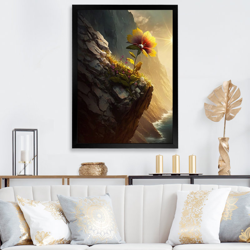 «Blooming Dahlia Mountain Flower» sur toile, H 20 po x l 12 po x P 1 po, Cadre simple noir