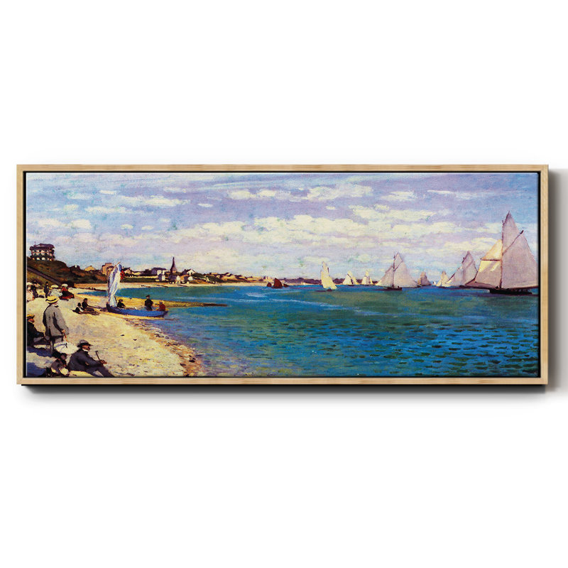«The Beach at Sainte Adresse» par Monet, toile encadrée, H 8 po x l 20 po