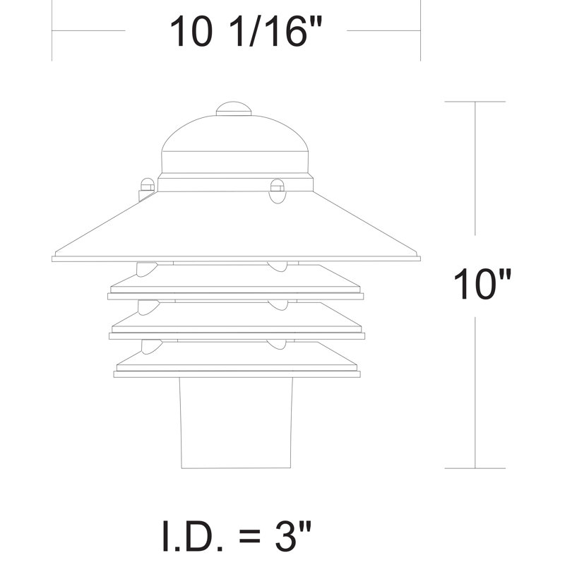 Solus Nautical Post Top Fixture with Clear Acrylic Lens, Black
