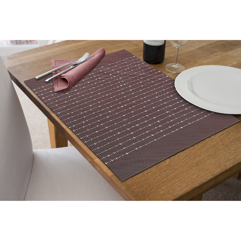 Red Vinyl Striped Rectangle Placemat Set of 12