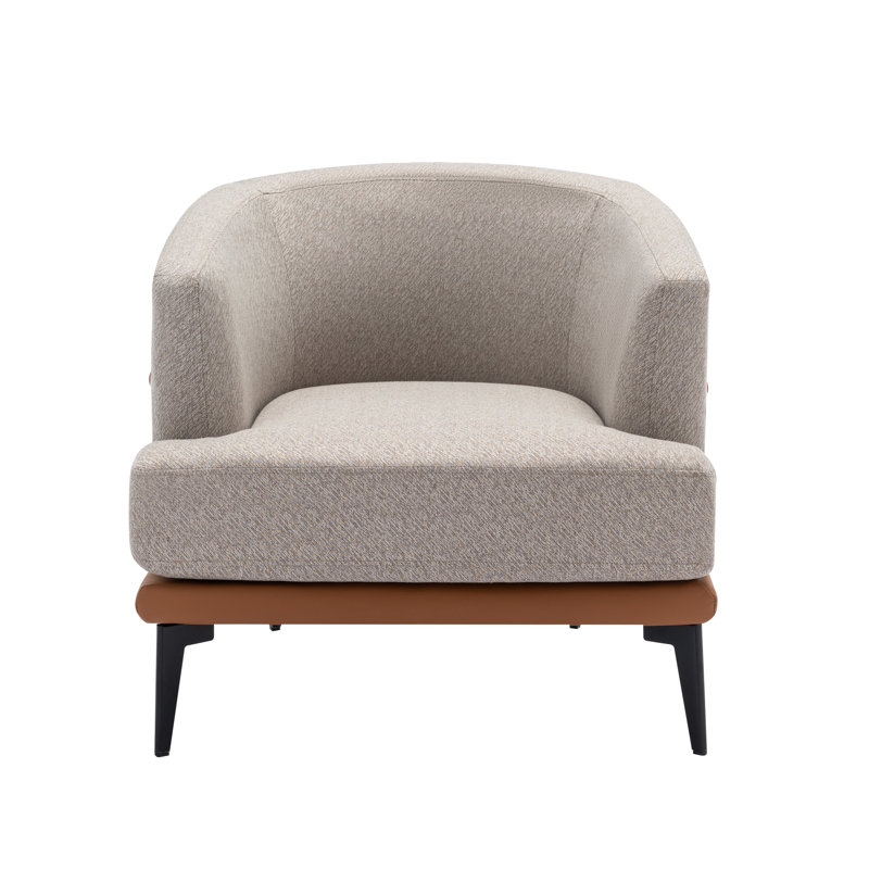 Jatori Upholstered Barrel Chair, Burnt Orange/Gray Linen