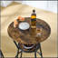 Ensemble de table de bar ronde et de tabouret avec tablette, tabouret rembourré avec dossier, brun rustique, l 24,17 po x P 24,17 po x H 36,02 po