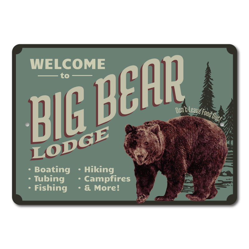Plaque en aluminium Big Bear Lodge, H 18 po x l 12 po x P 0,06 po
