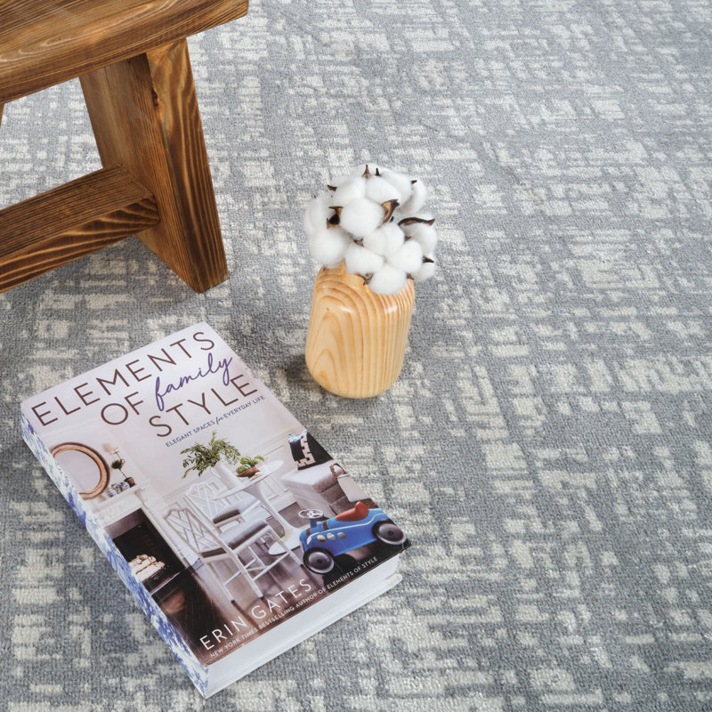 Machine Washable Frances Gray/Ivory Rug, Runner 3' x 12'