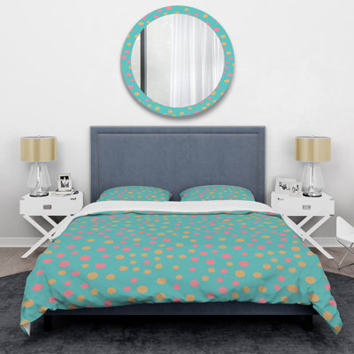 Pink And Brown Circle Dots Polyester Dots Duvet Cover