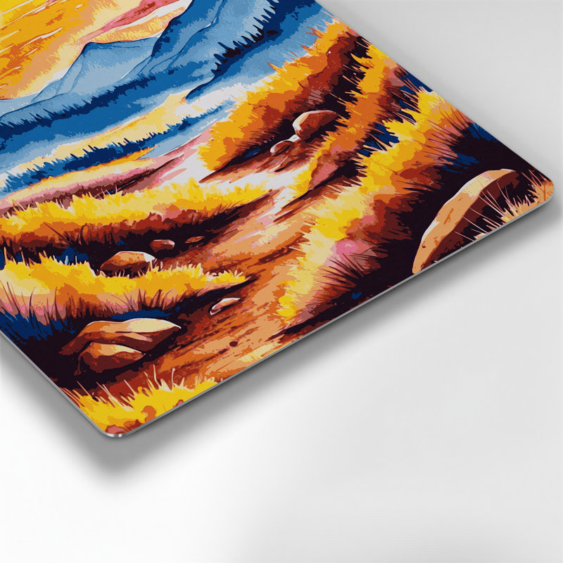 Aquarelle paysage 46, art mural en métal brun, H 12 po x l 12 po