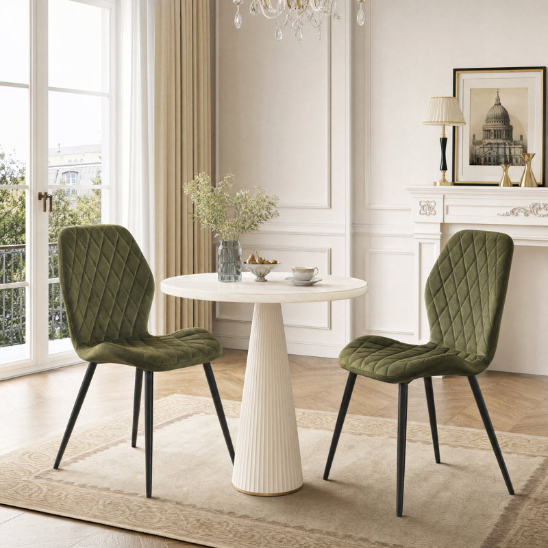 Norred Modern Velvet Dining Chair with Ergonomic Backrest, Set of 4, Sage Green