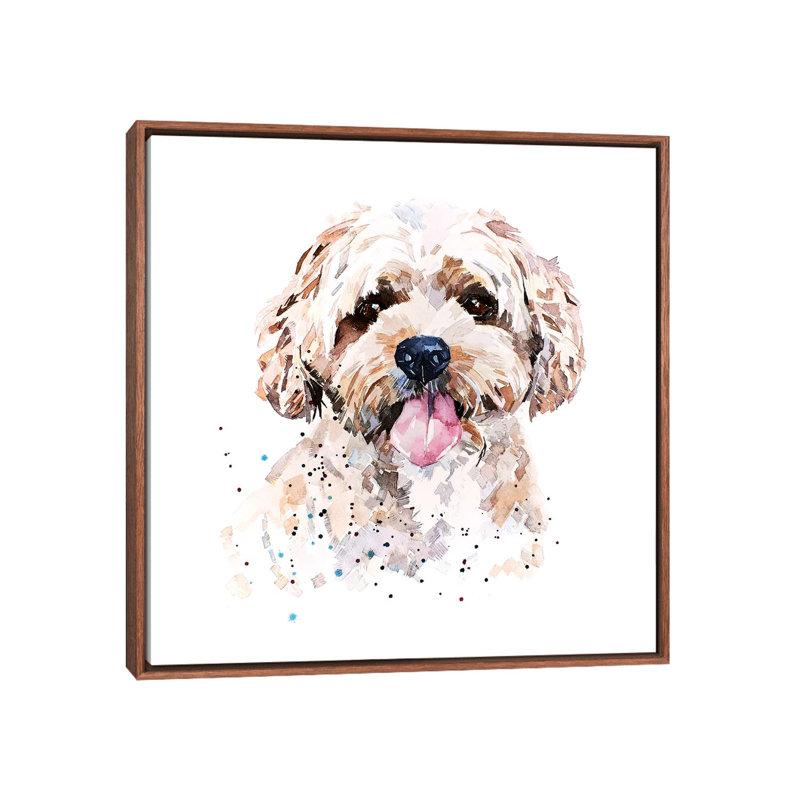 "Cockapod I" par Edwatercolours-impression, H 26 po x l 26 po x P 1,5 po, Toile avec cadre en bois brun classique