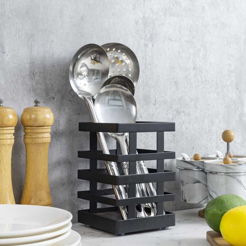 Metal Square Utensil Crock