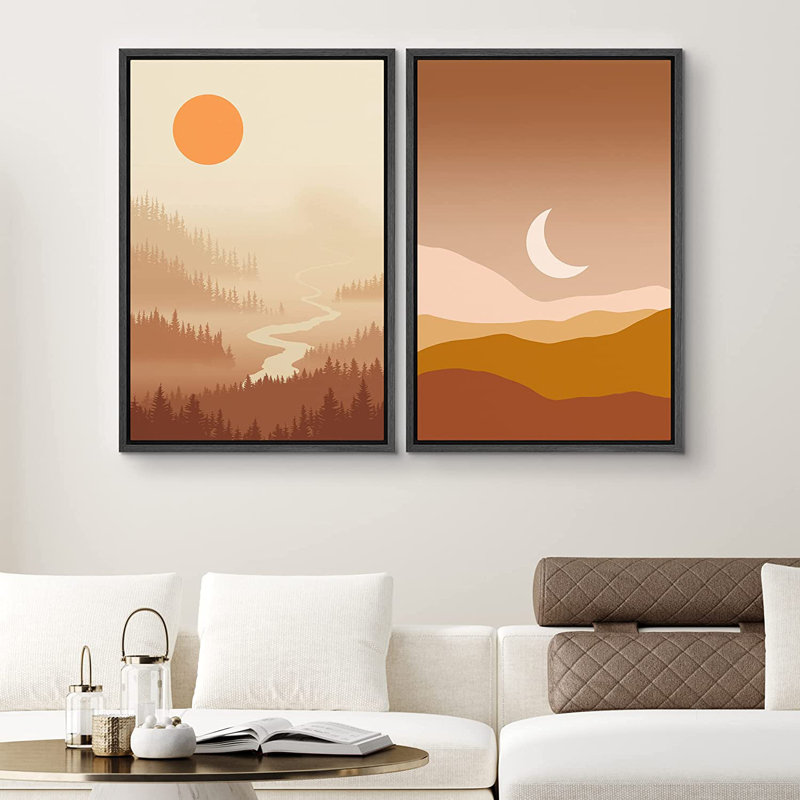 Ensemble de 2 reproductions encadrées sur toile, Noir, H 24 po x l 32 po x P 1,5 po