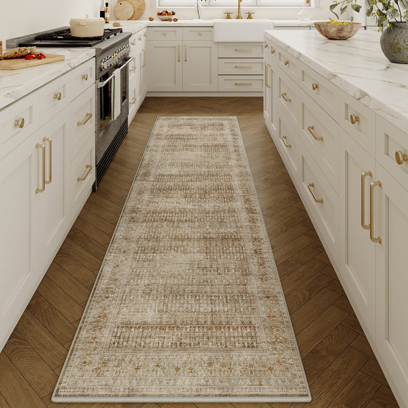 Kitty Machine Washable Oriental Area Rug for Living Room with Non-Slip Backing, Runner 2' x 8'