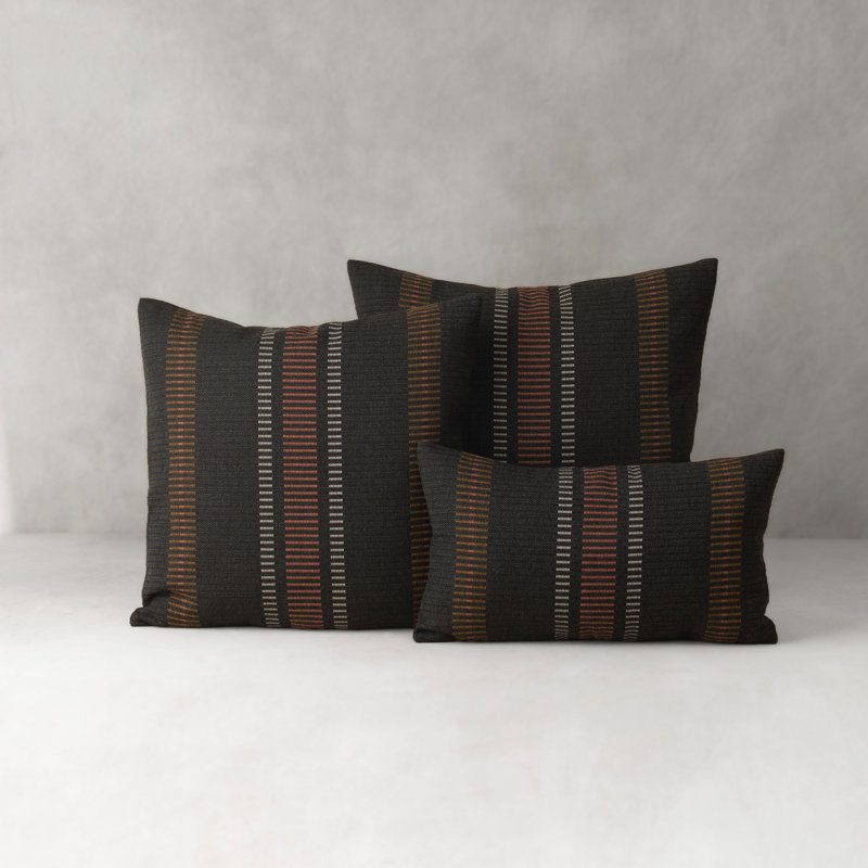 Journey Throw Square Indoor/Outdoor Pillow Cover & Insert by Elaine Smith, Polyester, 20"H X 20"W, Earth Striped