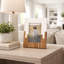 Cadre photo décoratif en bois d'acacia pour l'entrée - Cadre photo deux tons pour chambre à coucher, salon ou table d'appoint - blanc et brun-569208166